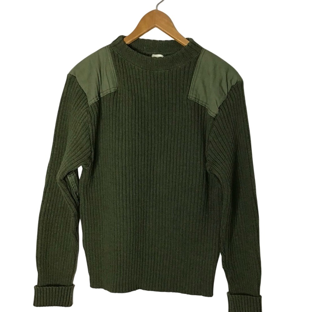 Mitts Nitts US Military Service Wool Ribbed Sweater Olive Drab Green Size 40